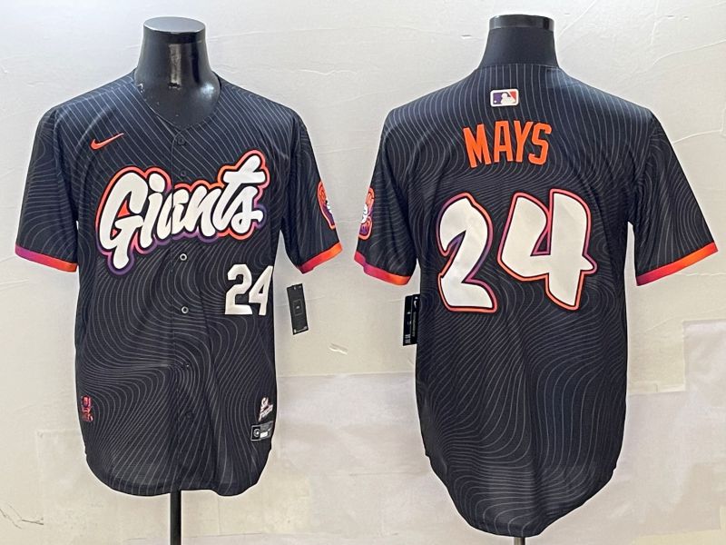 Men San Francisco Giants #24 Mays Black Second generation Joint Name Nike 2025 MLB Jersey style 2